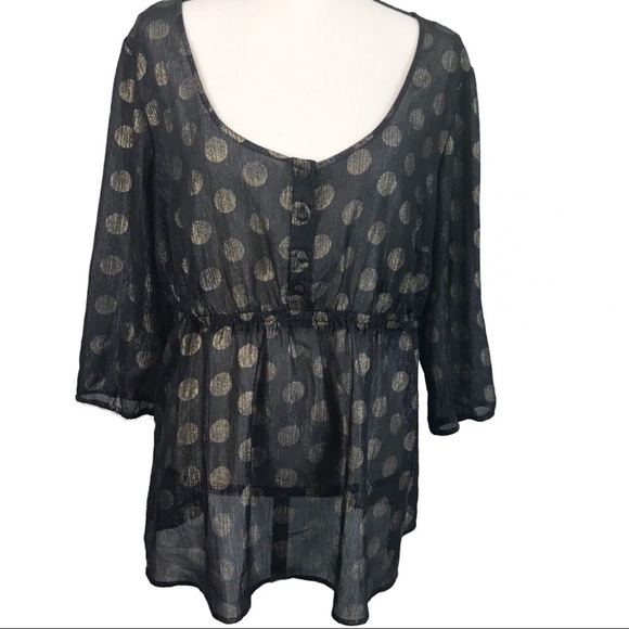 torrid Tops - Torrid Black & Gold Polka Dot Babydoll Top